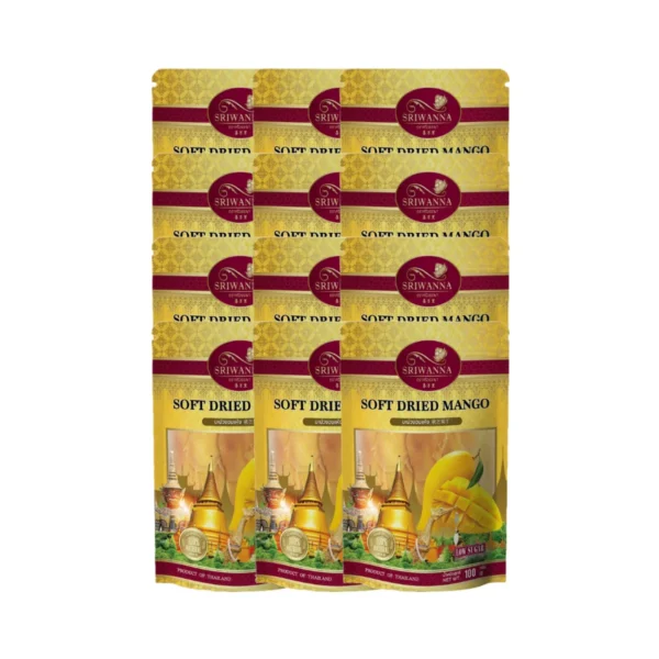 ศรีวรรณามะม่วง 100 กรัม ซองตั้ง 6 แถม 6 (Soft dried Mango 100g Buy 6 get 6 free)