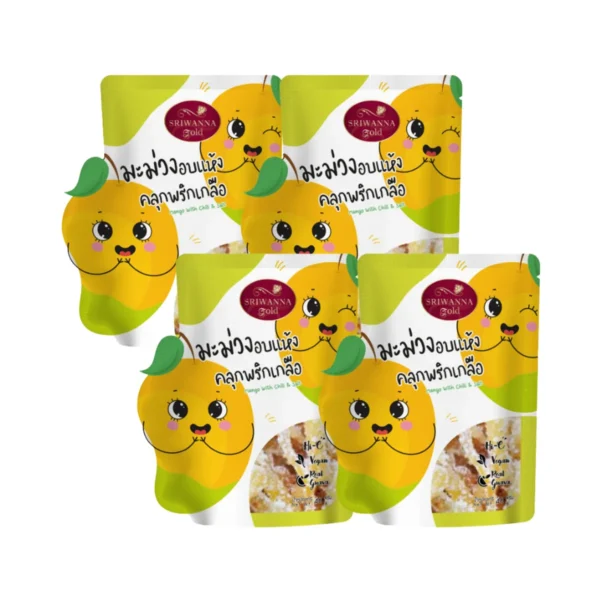 ศรีวรรณาโกลด์ มะม่วงคลุกพริกเกลือ 40 กรัม แพ็ค 4 (SRIWANNA GOLD Dried Mango with Chili & Salt 40 g. Pack 4)