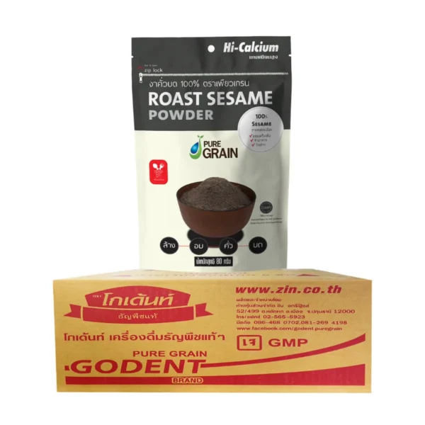 nuts-whole-grains-0290 เพียวเกรน งาดําคั่วบด100% 80 กรัม (ยกลังจํานวน 30 ถุง)