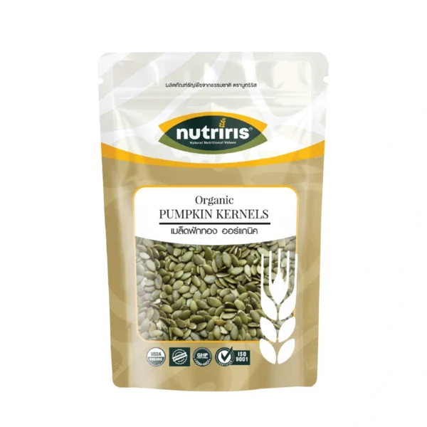 nuts-whole-grains-0292 เมล็ดฟักทอง ออร์แกนิค 300 กรัม ( Organic Pumpkin Kernels ) NUTRIRIS Brand