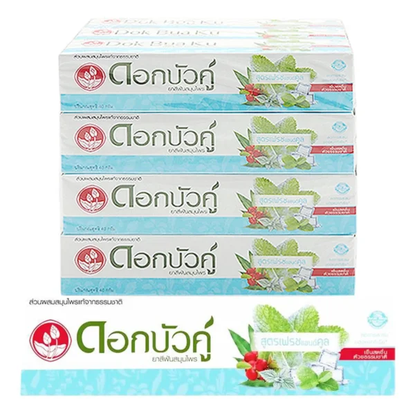 oral-care-0058 ดอกบัวคู่ ยาสีฟันสมุนไพร สูตรเฟรชแอนด์คูล 40 ก. x 12