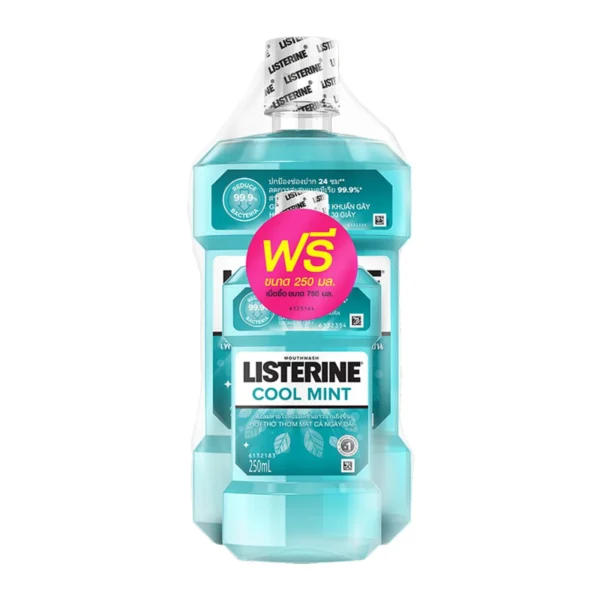 oral-care-0103 ลิสเตอรีน น้ํายาบ้วนปาก สูตรคูลมิ้นท์ 750 มล. 2 ขวด + 250 มล.