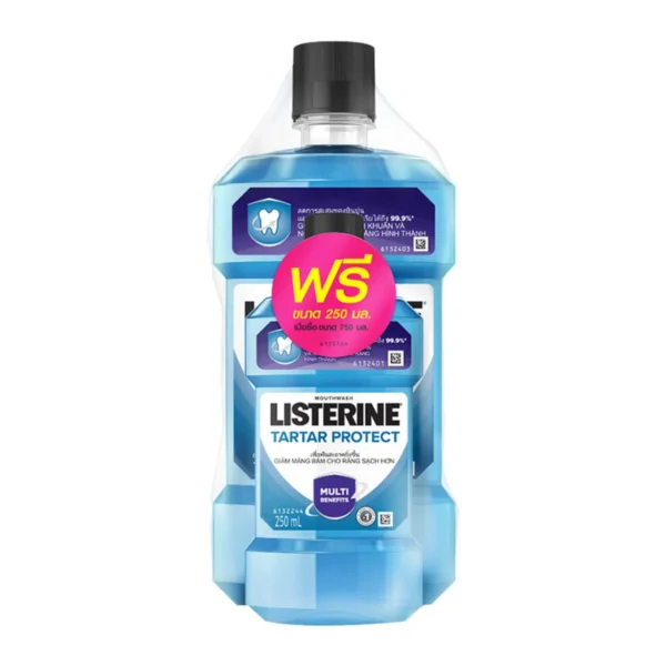 oral-care-0132 ลิสเตอรีน น้ํายาบ้วนปาก สูตรทาทาร์ โพรเทคชั่น 750 มล. + 250 มล. x 2
