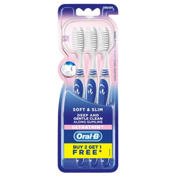 oral-care-0134 ออรัล-บี แปรงสีฟัน ซอฟท์แอนด์สลิม x 3 ด้าม