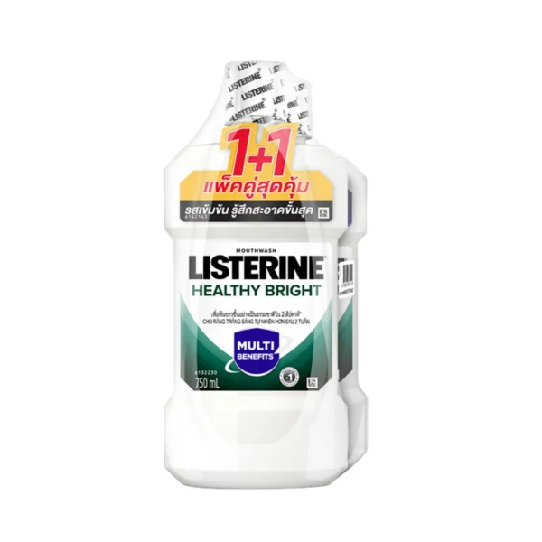 oral-care-0197 ลิสเตอรีน น้ํายาบ้วนปาก เฮลตี้ ไบรท์ 750 มล. x 2