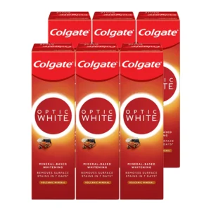 oral-care-0220 คอลเกต ยาสีฟัน อ๊อพติคไวทโวคานิค มิเนอรัล 100 ก. x 6