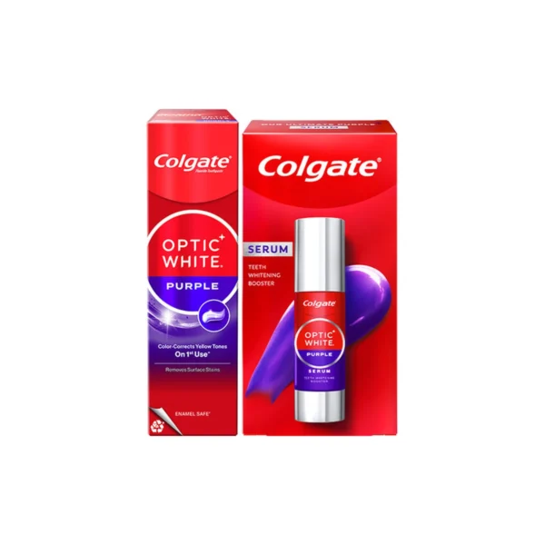 oral-care-0284 ยาสีฟัน คอลเกต อ๊อพติค ไวท์ เพอร์เพิล 100 ก. + คอลเกต อ๊อพติค ไวท์ เพอร์เพิล เซรัม 40 มล.