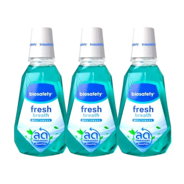 oral-care-0321 Biosafety ไบโอเซฟตี้ น้ํายาบ้วนปาก Fresh Breath 250 มล. x 3 ขวด