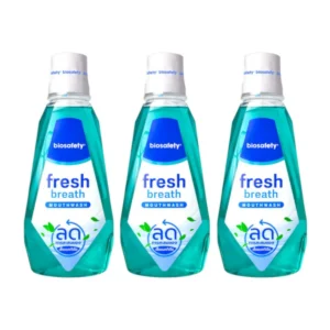 oral-care-0322 Biosafety ไบโอเซฟตี้ น้ํายาบ้วนปาก Fresh Breath 500 มล. x 3 ขวด