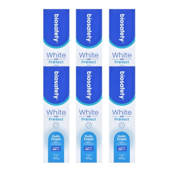 oral-care-0327 Biosafety ยาสีฟัน ไบโอเซฟตี้ White & Protect ขนาด 100 กรัม x 6 หลอด