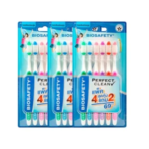 oral-care-0328 Biosafety แปรงสีฟัน ไบโอเซฟตี้ รุ่น เพอร์เฟคคลีน แพ็คสุดคุ้ม 4 แถม 2 x 3 แพ็ค