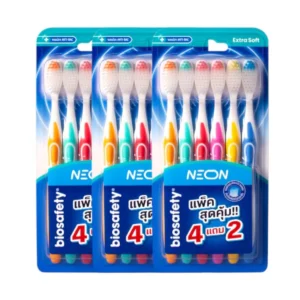 Biosafety แปรงสีฟัน ไบโอเซฟตี้ รุ่น นีออน แพ็คสุดคุ้ม 4 แถม 2 x 3 แพ็ค