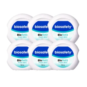 oral-care-0334 Biosafety ไหมขัดฟัน ไบโอฟลอส กลิ่นเฟรชมินต์ ยาว 50 ม. X 6 ชิ้น