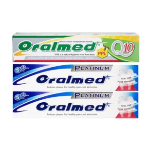 oral-care-0362 Oralmed ยาสีฟันออรัลเมด สูตรพลาทินัม 2 แถม Q10 1 ขนาด 160g