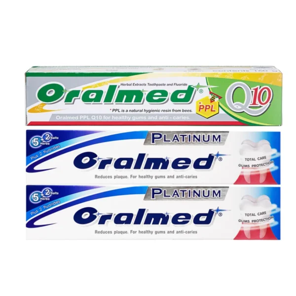 oral-care-0362 Oralmed ยาสีฟันออรัลเมด สูตรพลาทินัม 2 แถม Q10 1 ขนาด 160g