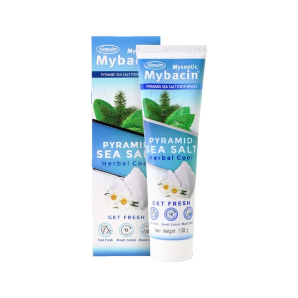 MyBacin ยาสีฟัน สูตรพีระมิดซีซอลท์ ปากสดชื่น มีฟลูออไรด์ฟันแข็งแรง ขนาด100กรัม
