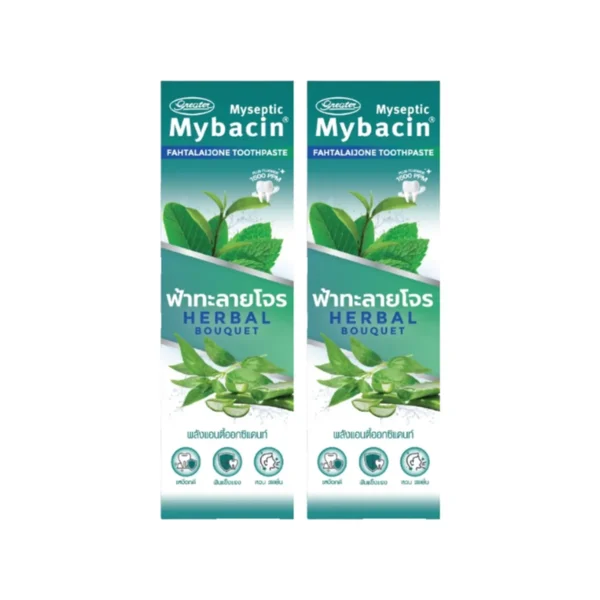 MyBacin Promotion1แถม1 ยาสีฟัน สูตรฟ้าทะลายโจร เหงือกดี ฟันสะอาด สดชื่น ขนาด 100กรัม