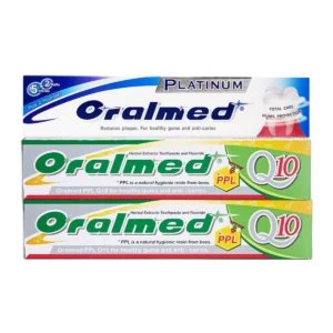 oral-care-0375 Oralmed ยาสีฟันออรัลเมด สูตรQ10 2 แถม พลาทินัม 1 ขนาด 160g