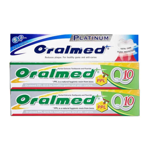 Oralmed ยาสีฟันออรัลเมด สูตรQ10 2 แถม พลาทินัม 1 ขนาด 160g