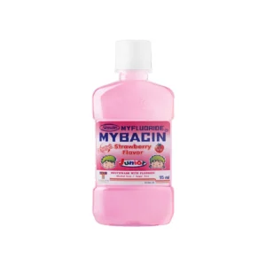 MyBacin น้ํายาบ้วนปากจูเนียร์ขนาดพกพา สูตรกลิ่นสตอเบอร์รี่ ขนาด 95มล.