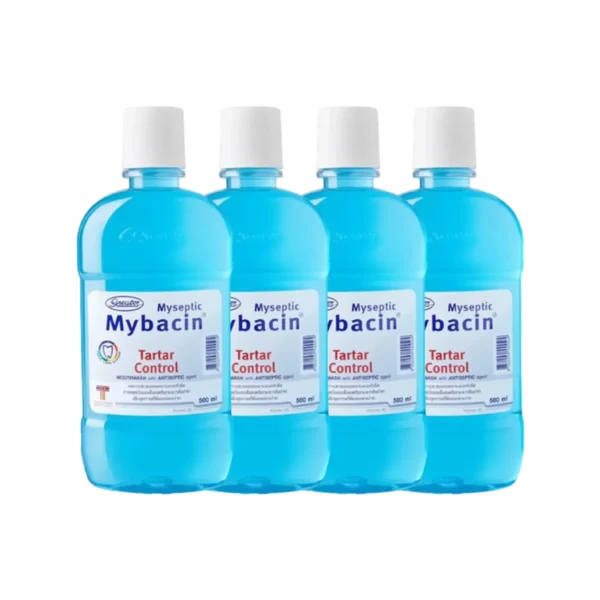 oral-care-0393 MyBacin น้ํายาบ้วนปาก สูตรทาร์ทาร์ คอนโทรล ลดคราบพลัค คราบหินปูน ขนาด 500มล.แพ๊ค 4 ขวด