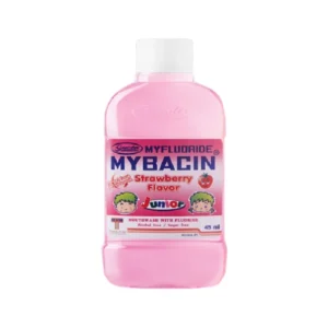 Mybacin น้ํายาบ้วนปากจูเนียร์ขนาดพกพา สูตรกลิ่นสตอเบอร์รี่ ขนาด 45มล. Mybacin