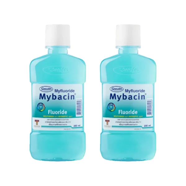 oral-care-0397 MyBacin น้ํายาบ้วนปาก สูตรฟลูออไรด์ สูตรผสมฟลูออไรด์ ป้องกันฟันผุ ขนาด 250มล.แพ๊ค 2 ขวด