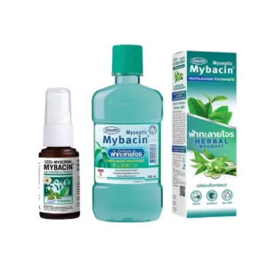 Mybacin Set ฟ้าทะลายโจร (เมาท์สเปรย์15 ML + น้ํายาบ้วนปากฟ้าทะลายโจร 250 ML + ยาสีฟันฟ้าทะลายโจร 100 กรัม)