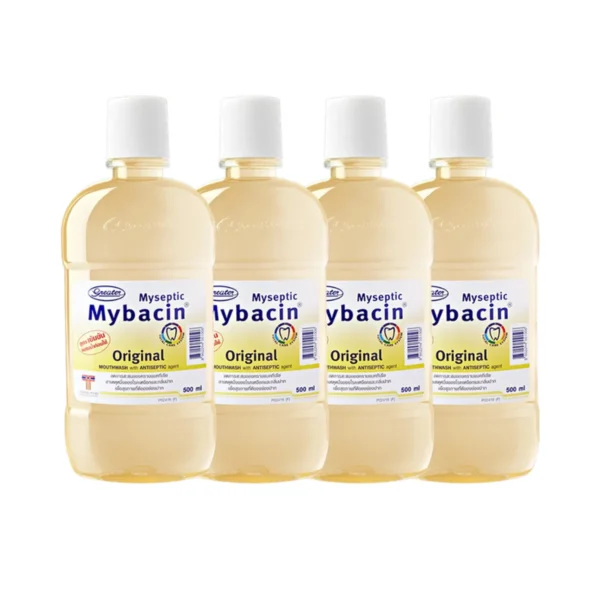 oral-care-0407 MyBacin น้ํายาบ้วนปาก สูตรออริจินัล ลดอาการเหงือกอักเสบ ขนาด 500มล แพ๊ค 4 ขวด