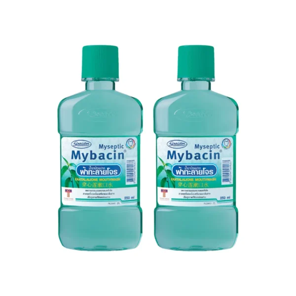 oral-care-0408 MyBacin น้ํายาบ้วนปาก สูตรฟ้าทะลายโจร สมานแผลในช่องปาก ขนาด 250 มล.แพ๊ค 2 ขวด