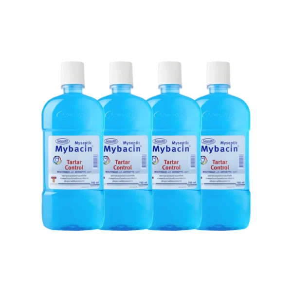 MyBacin น้ํายาบ้วนปาก สูตรทาร์ทาร์คอนโทรล ลดคราบพลัค คราบหินปูน ขนาด 750มล.แพ๊ค 4 ขวด