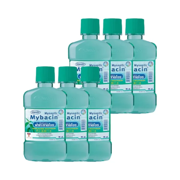 MyBacin น้ํายาบ้วนปาก สูตรฟ้าทะลายโจร สมานแผลในช่องปาก ขนาด 95มล แพ๊ค6 ขวด
