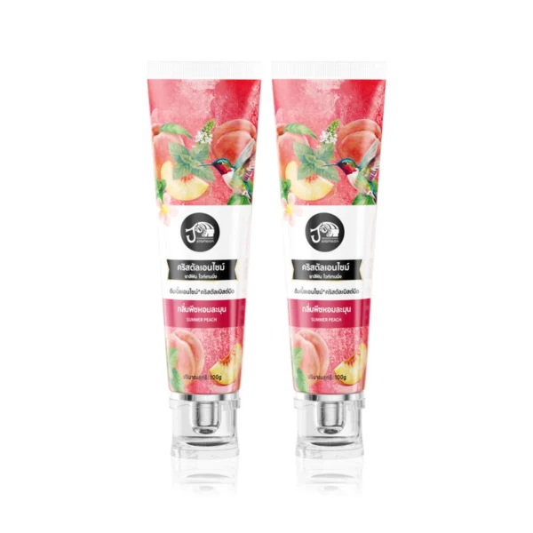 oral-care-0419 Jasmeen ยาสีฟันกลิ่นพีช ปริมาณ 100 g ฟันขาวขึ้น ขจัดต้นตอของคราบพลัค เม็ดคริสตัลสองสี กลิ่นพีชหอมทั้งปาก 2Pcs