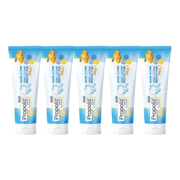 oral-care-0426 ยาสีฟัน Propoliz Dente ลดการสะสมคราบหินปูน-เสียวฟัน-เหงือกอักเสบ ด้วยสารสกัดสแตนดาร์ดไดซ์โพรโพลิส 3 แถม 2 หลอด