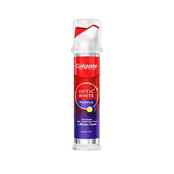 oral-care-0442 ยาสีฟัน คอลเกต อ๊อพติค ไวท์ เพอร์เพิล บีดส์ ปั๊ม 130 กรัม