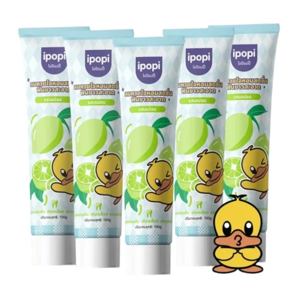 [เซ็ทคุ้ม5หลอด] ยาสีฟันไอป๊อปปี้ ipopi รสเลม่อน สดชื่น ลดกลิ่นปาก ฟันขาวสะอาด ป้องกันฟันผุ ยกแพ็ค 100g/หลอด