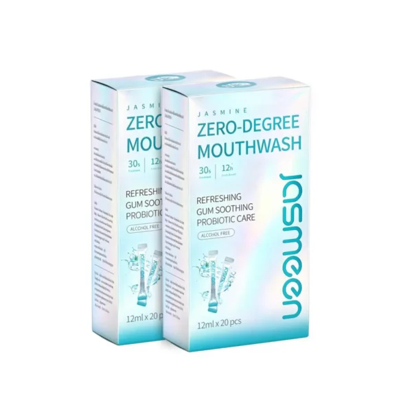 oral-care-0508 JASMEEN น้ํายาบ้วนปากมะลิ สูตรเย็นสดชื่น 12ml x 20 ซอง (แพ็ก 2 กล่อง)