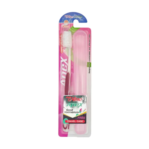 แปรงสีฟัน แอมนาย เอเพค + กล่องเดินทาง Amnine Apex toothbrush + Free Travel Case ปานกลาง สีแดง