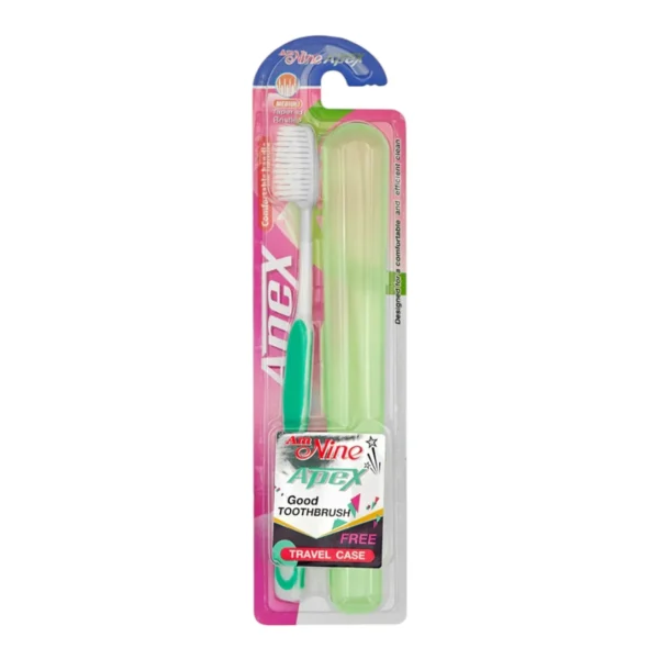 oral-care-0564 แปรงสีฟัน แอมนาย เอเพค + กล่องเดินทาง Amnine Apex toothbrush + Free Travel Case ปานกลาง สีเขียว