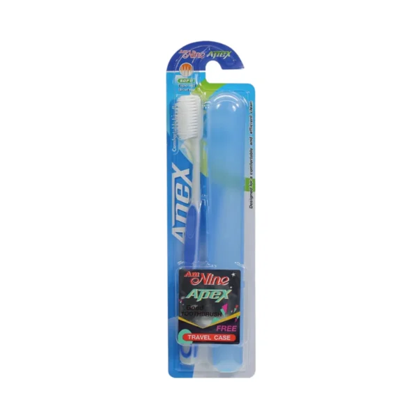 oral-care-0571 แปรงสีฟัน แอมนาย เอเพค ซอฟ + กล่องเดินทาง ขนแปรงนุ่ม Amnine Apex Soft toothbrush + Free Travel Case / Soft Bristles สีฟ้า