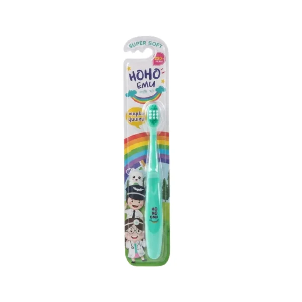 oral-care-0590 HOHOEMU โฮโฮเอมุ แปรงสีฟันเด็ก 0.5-6 ปี สีเขียว