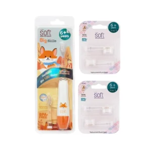 SET แปรงสีฟันไฟฟ้าระบบโซนิค SOFT รุ่น Big Smile 6ขวบขึ้นไป พร้อมหัวแปรง Step3 FOX+Stp3+Stp3(2ชิ้น)