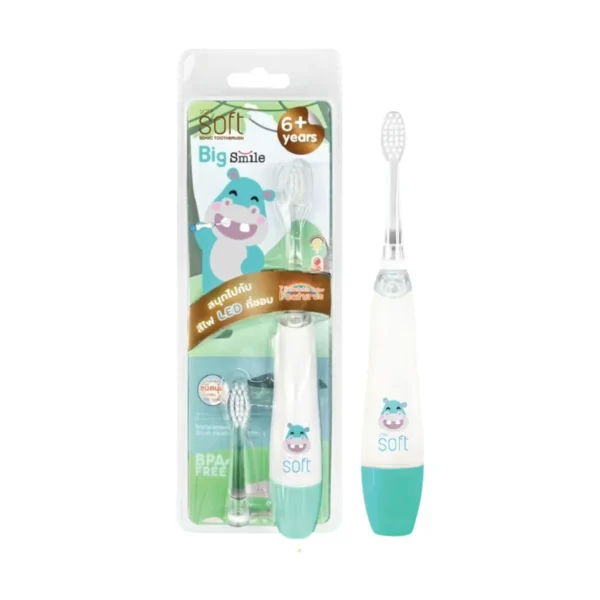 oral-care-0595 แปรงสีฟันเด็ก แปรงสีฟันไฟฟ้าระบบโซนิค SOFT สําหรับเด็ก 6ขวบขึ้นไป Big Smile 6+ Hippo