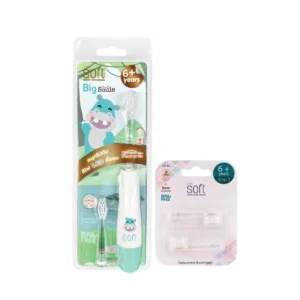 SET แปรงสีฟันไฟฟ้าระบบโซนิค SOFT รุ่น Big Smile 6ขวบขึ้นไป พร้อมหัวแปรง Step3 Hippo+Step3(1ชิ้น)