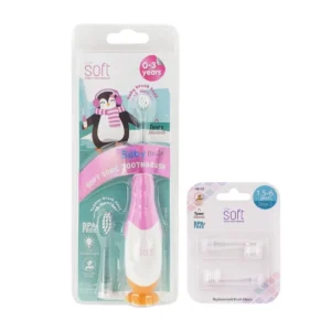 แปรงสีฟันไฟฟ้า SOFT Baby Smile 0-3ขวบ พร้อมหัวแปรงสํารอง 1ชุด Baby สีชมพู (pink),Step 2