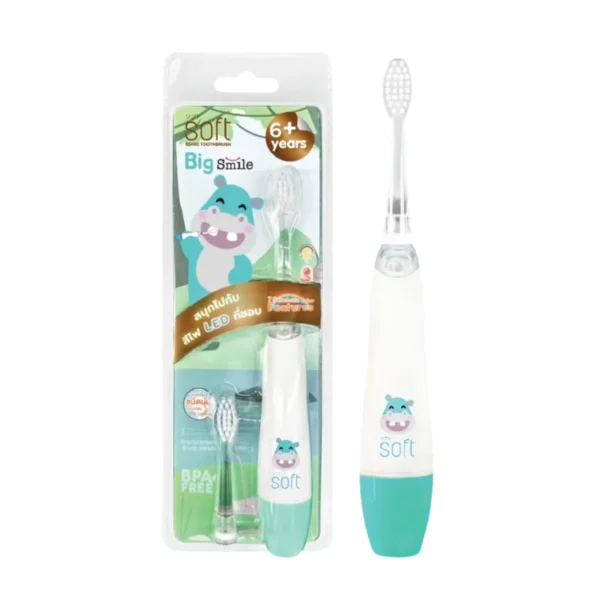 oral-care-0612 แปรงสีฟันเด็ก แปรงสีฟันไฟฟ้าระบบโซนิค SOFT รุ่น Big Smile สําหรับเด็ก 6ขวบขึ้นไป Hippo