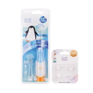 แปรงสีฟันไฟฟ้า SOFT Baby Smile 0-3ขวบ พร้อมหัวแปรงสํารอง 1ชุด Baby สีฟ้า (Blue),Step 1