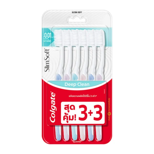 คอลเกต แปรงสีฟัน สลิมซอฟดีพคลีน แพ็ค 3+3