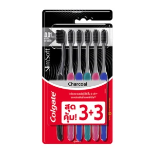 คอลเกต แปรงสีฟัน สลิมซอฟชาร์โคล x 3+3