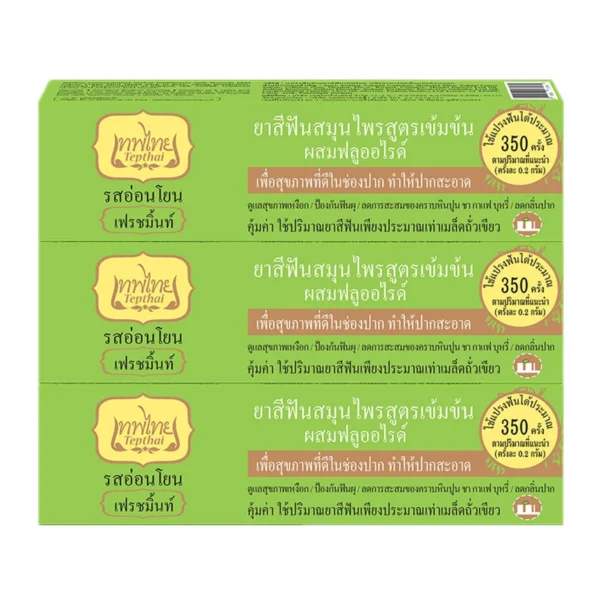 oral-care-0625 เทพไทย ยาสีฟัน สูตรอ่อนโยน เฟรชมิ้นท์ 70 ก. x 3